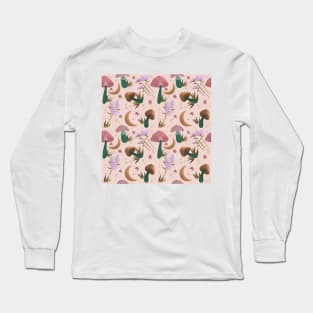 Retro Mushrooms and Flowers Long Sleeve T-Shirt